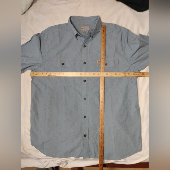 Like New Carhartt Soft Cotton Made in India Short Sleeve Button work Shirt L XL - Picture 8 of 13